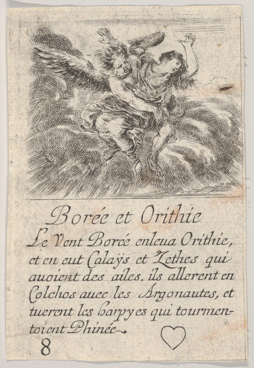 Bóreas y Oreithyia, del Juego de la Mitología de Stefano della Bella