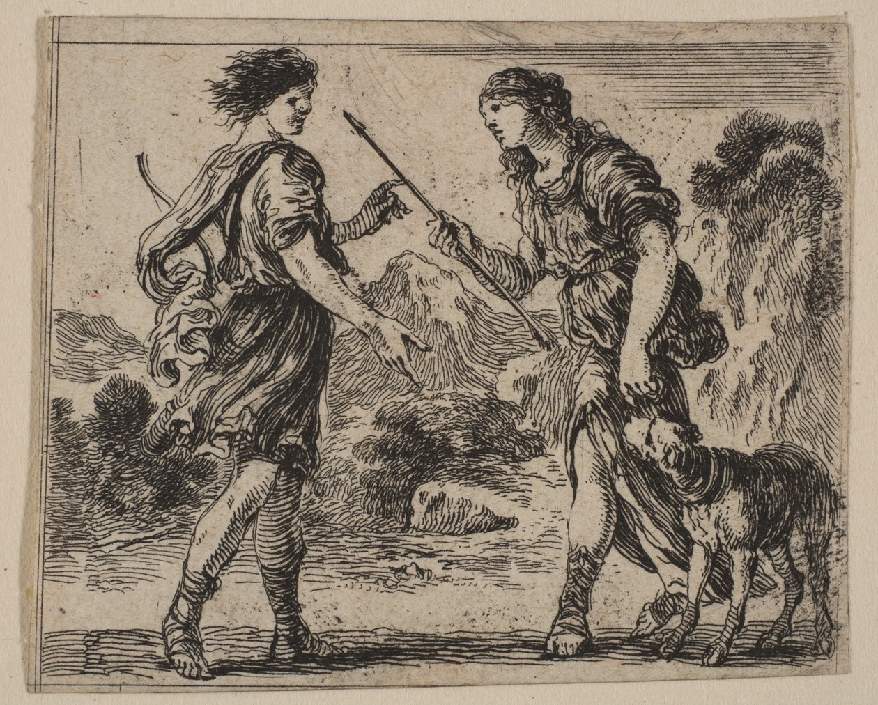 Céfalo y Procris, de Juego de la Mitología, 1644 de Stefano della Bella