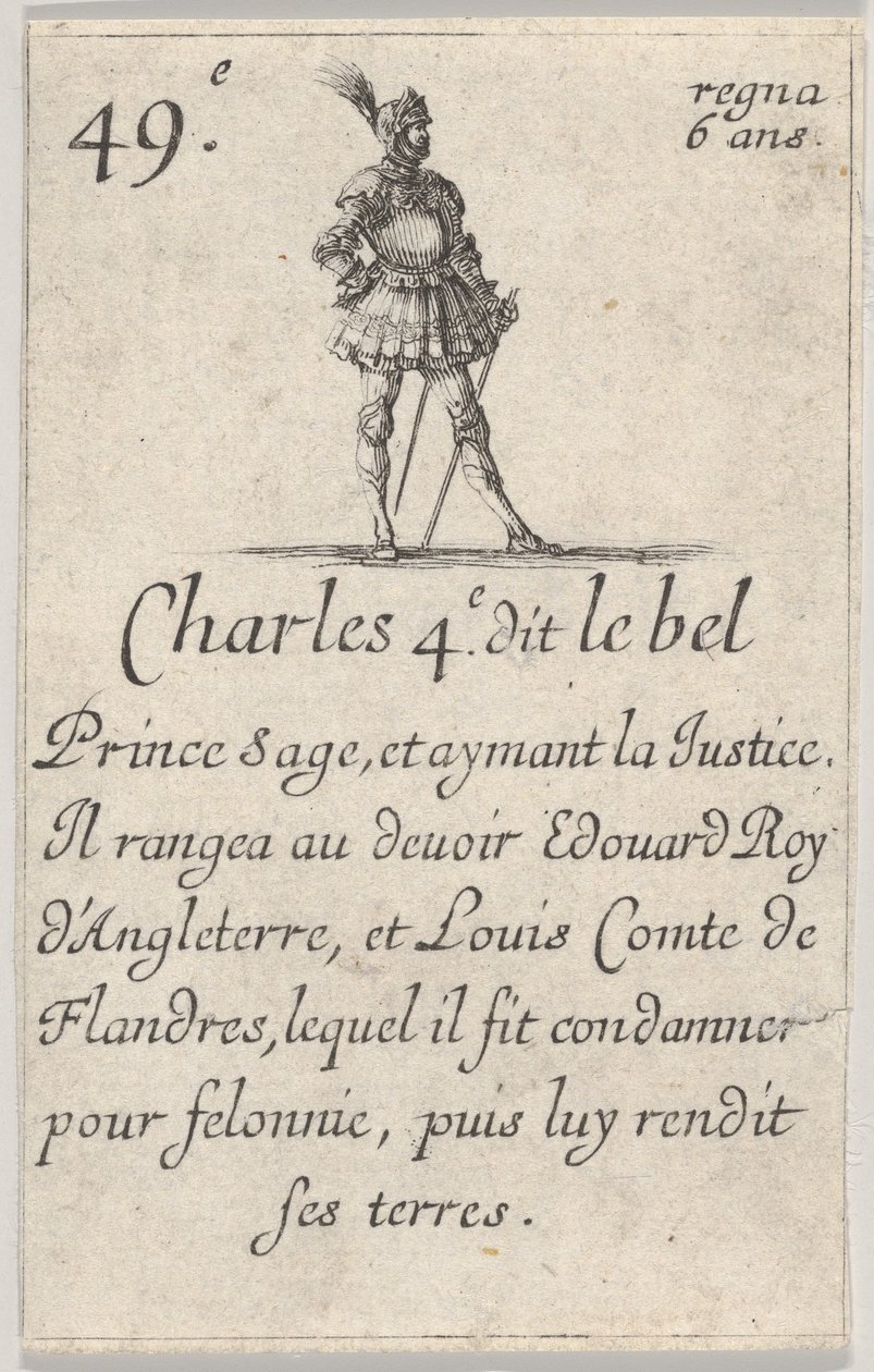 Carlos IV, llamado el sabio, del Juego de los Reyes de Francia de Stefano della Bella