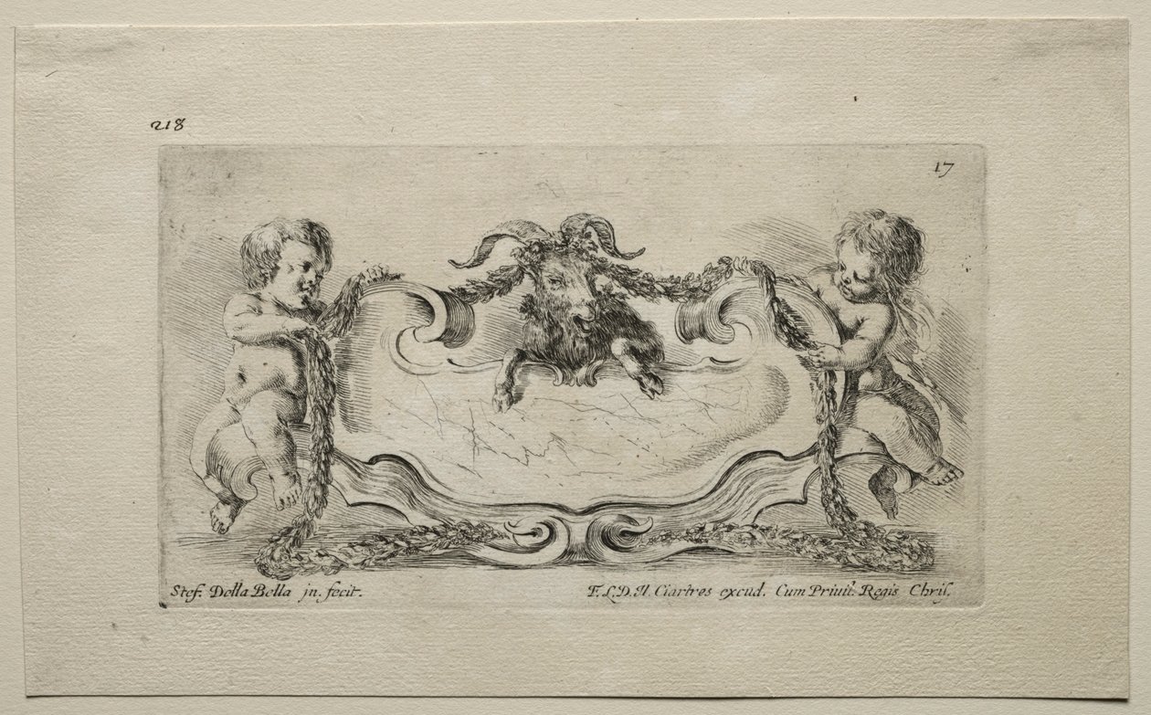Colección de varios caprichos y nuevos diseños de cartuchos y ornamentos: No 17 de Stefano della Bella