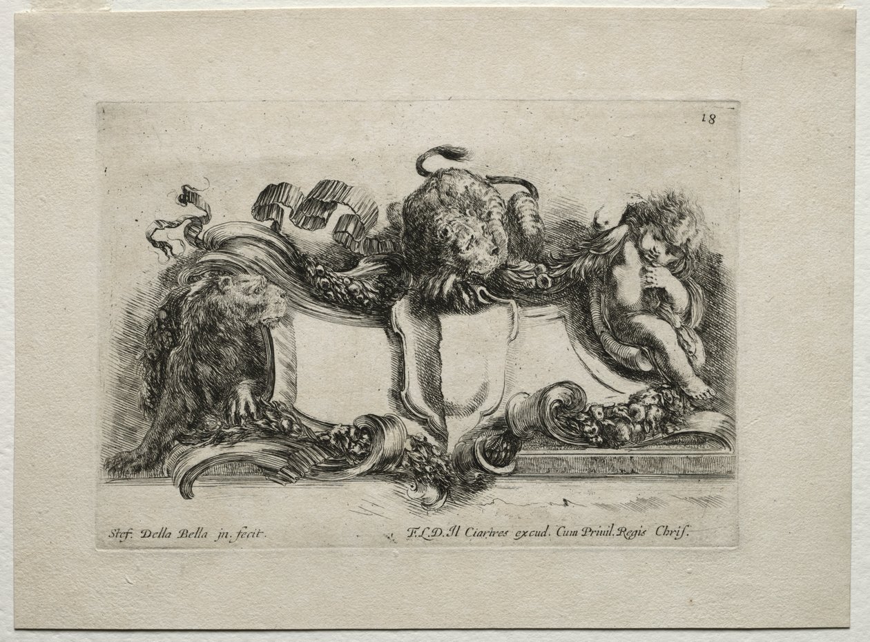 Colección de varios caprichos y nuevos diseños de cartuchos y ornamentos: No 18 de Stefano della Bella