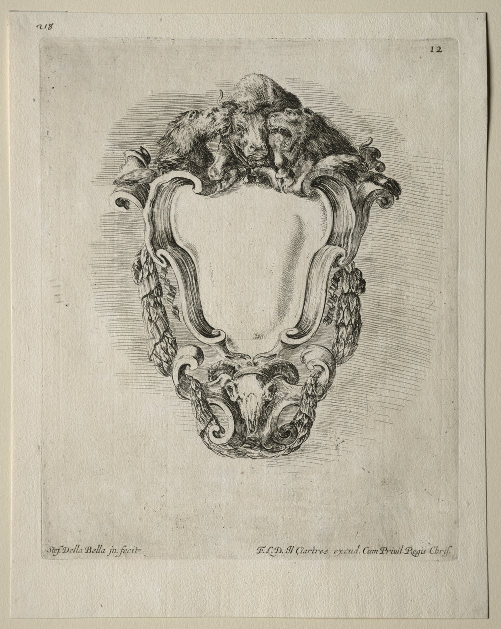 Colección de Varios Caprichos y Nuevos Diseños de Cartuchos y Adornos: No 12 de Stefano della Bella