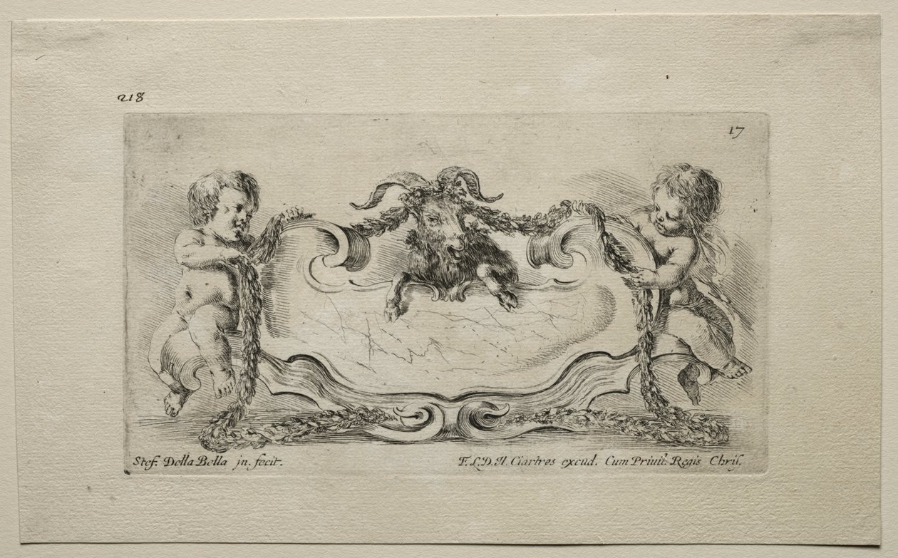 Colección de varios caprichos y nuevos diseños de cartuchos y ornamentos: No 17 de Stefano della Bella