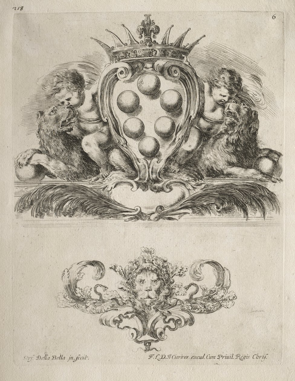Colección de Varios Caprichos y Nuevos Diseños de Cartuchos y Adornos: No. 6 de Stefano della Bella