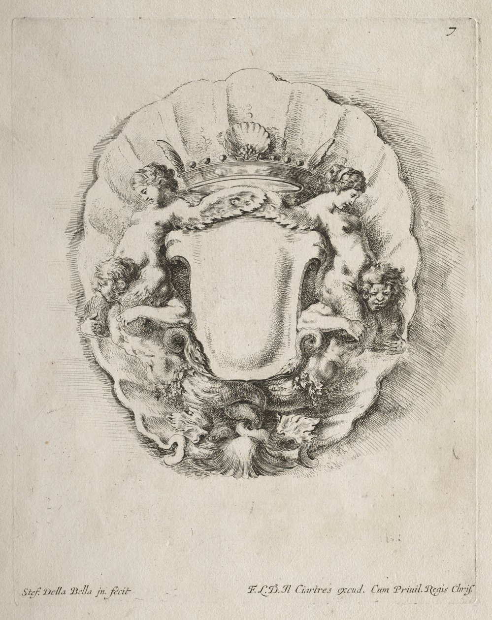 Colección de varios caprichos y nuevos diseños de cartuchos y adornos: No 7 de Stefano della Bella