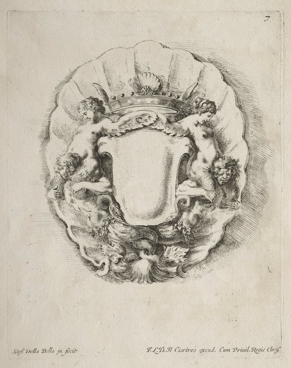 Colección de varios caprichos y nuevos diseños de cartuchos y ornamentos: No 7 de Stefano della Bella