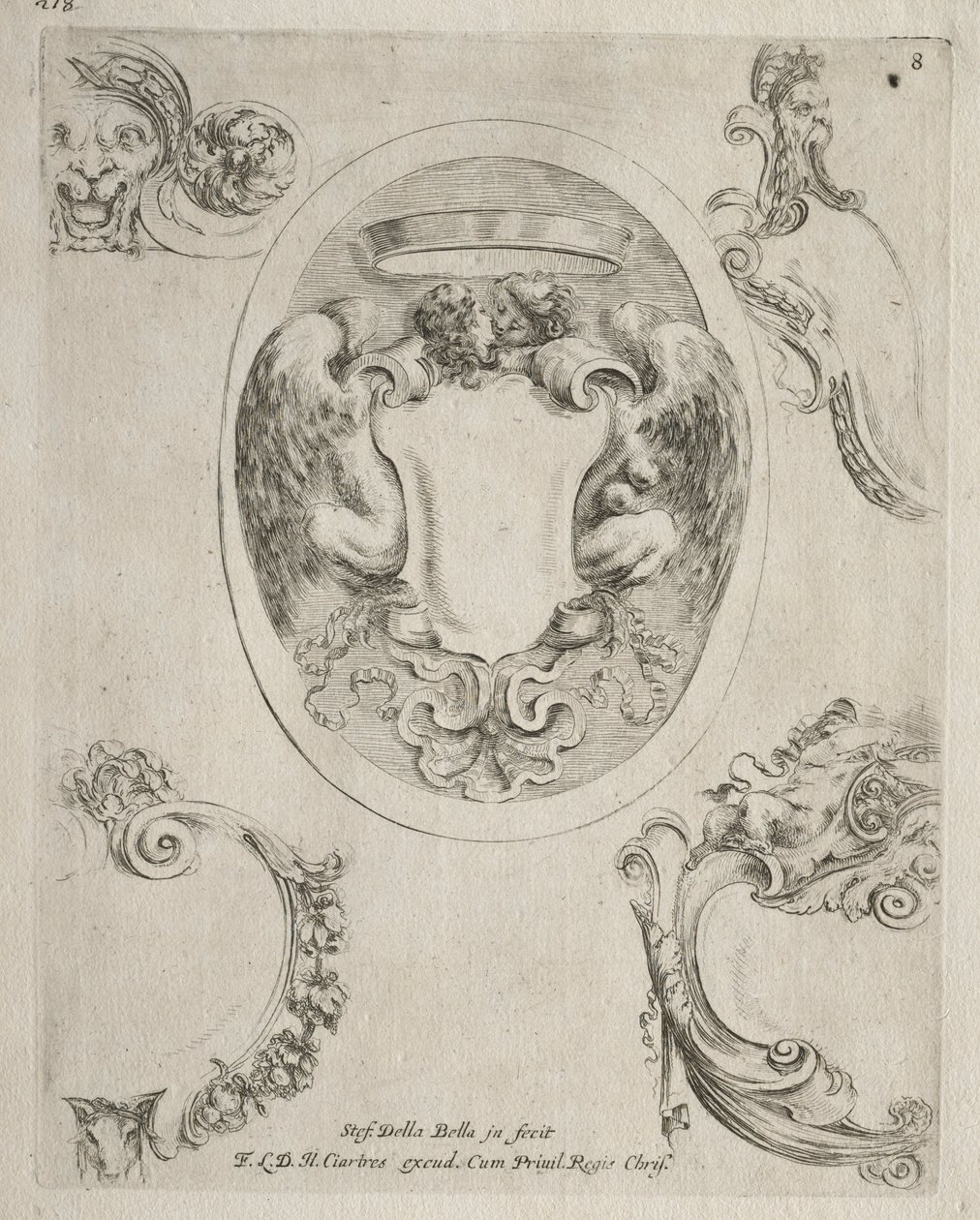 Colección de Varios Caprichos y Nuevos Diseños de Cartuchos y Adornos: No 8 de Stefano della Bella