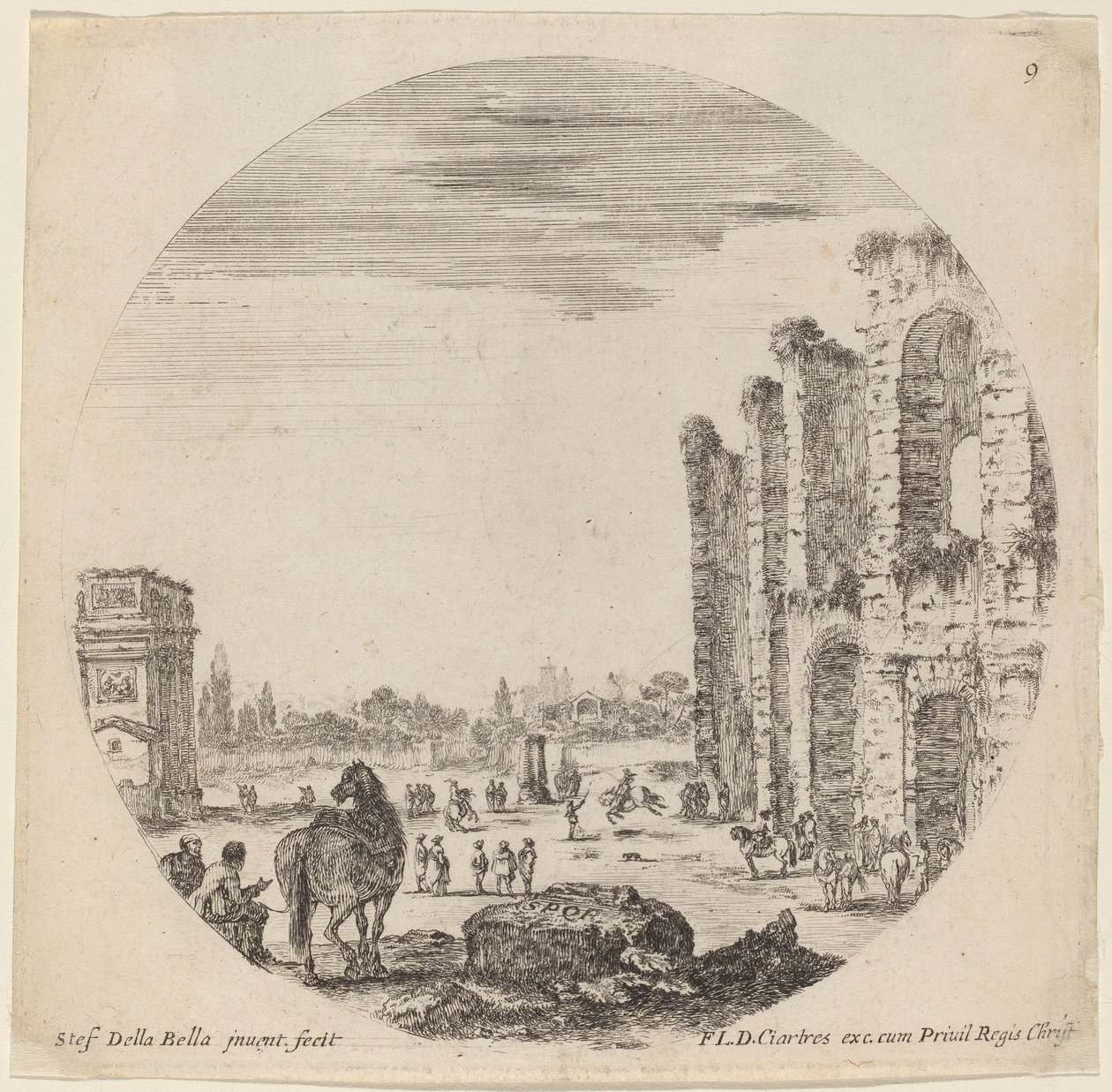 Coliseo y Arco de Constantino de Stefano della Bella