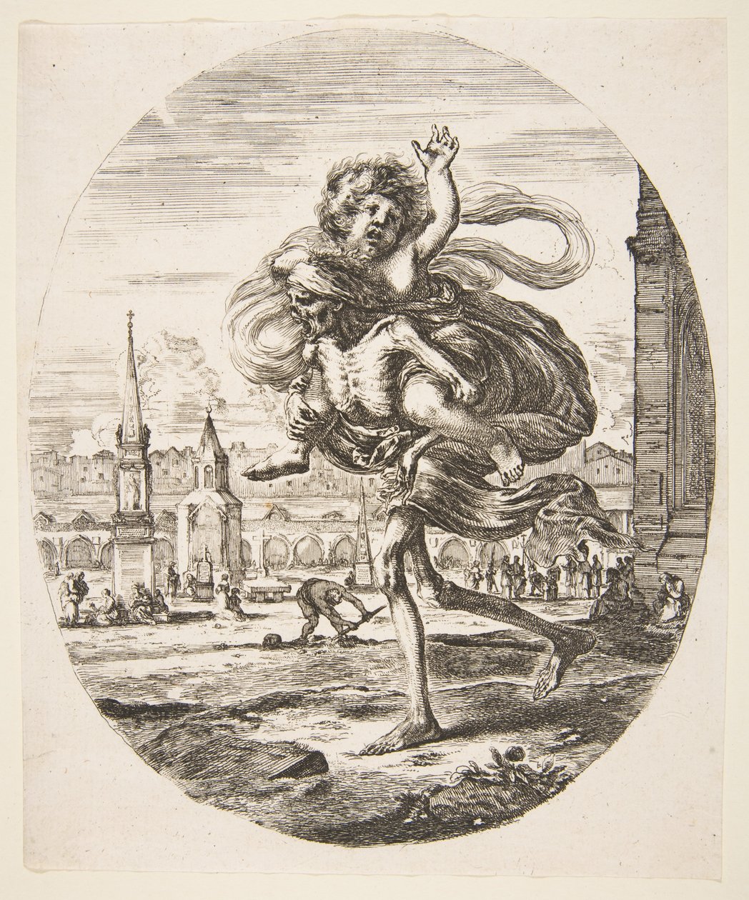 La muerte llevando a un niño, de Las cinco muertes, ca. 1648 de Stefano della Bella