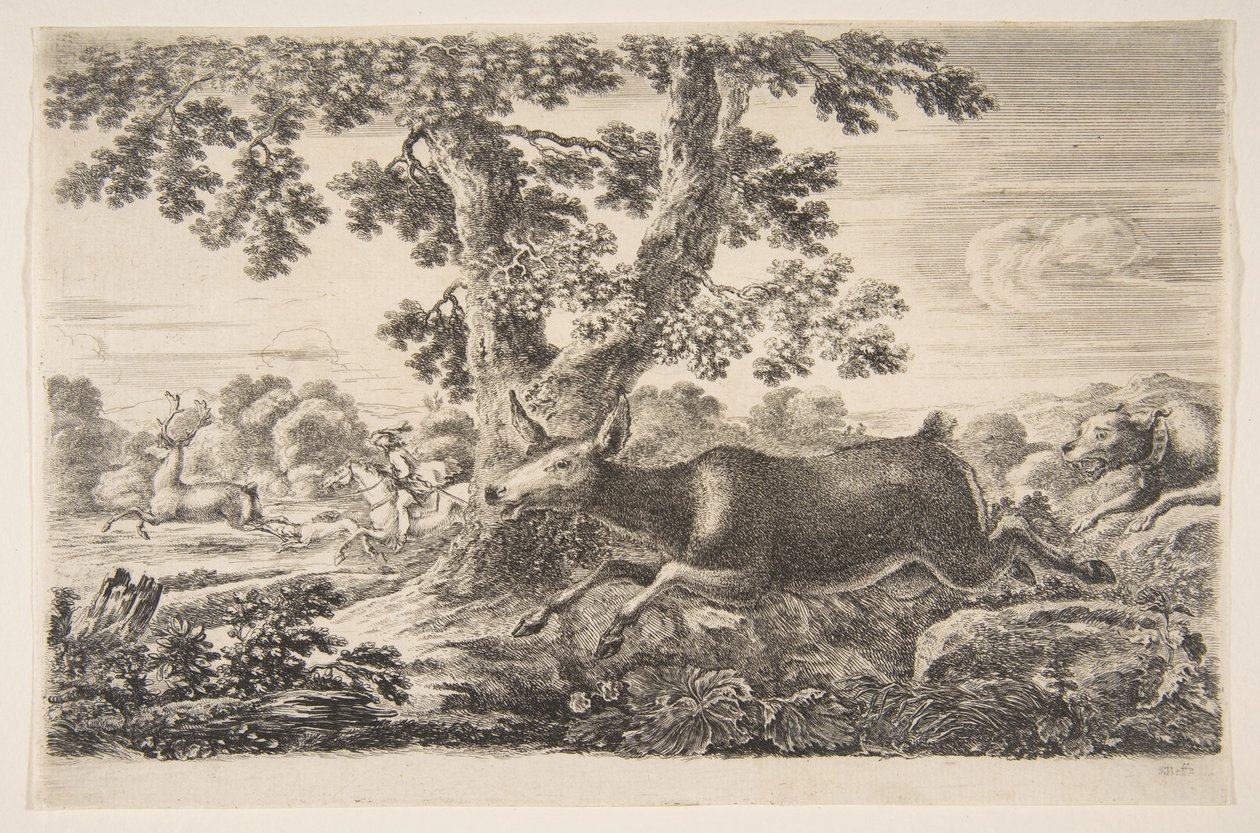 Caza de ciervos, de Cazas de animales, ca. 1654 de Stefano della Bella