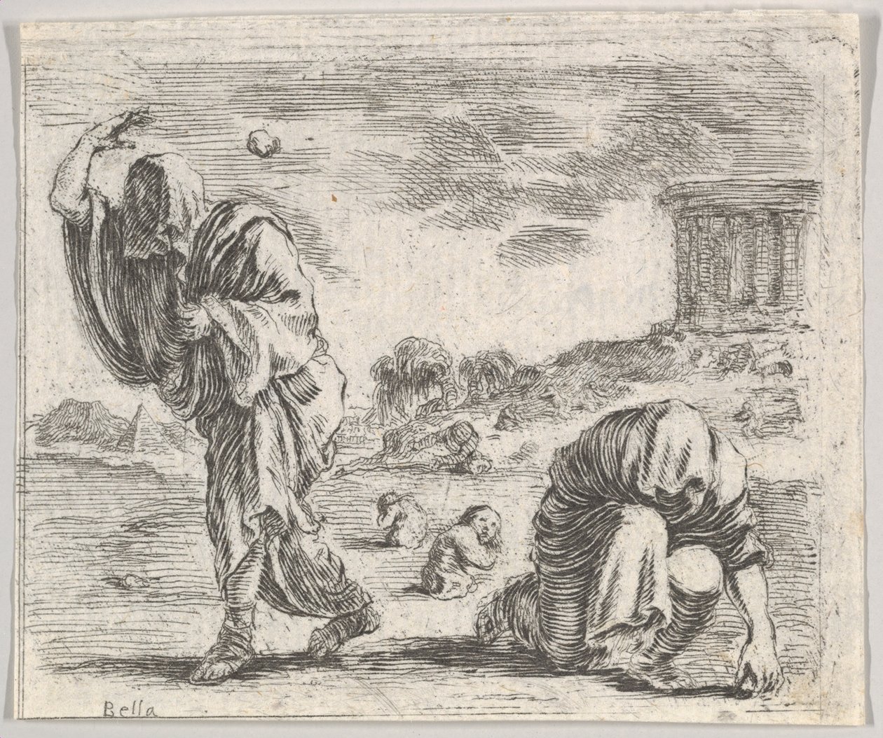 Deucalión y Pirra, del Juego de la Mitología de Stefano della Bella