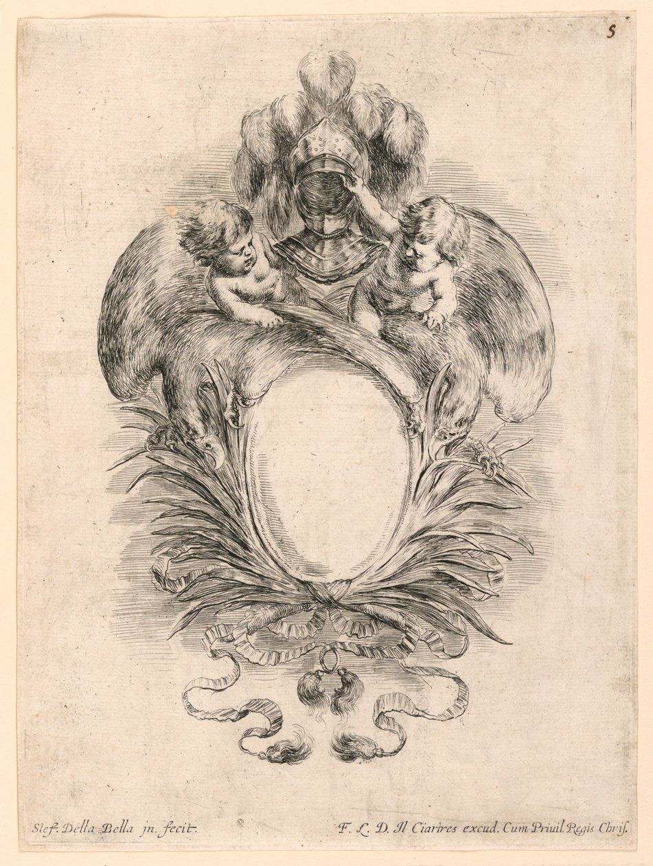 Escudo, No. 5 de "Raccolta di varii cappriccii et nove inventioni di cartelle et ornamenti" de Stefano della Bella