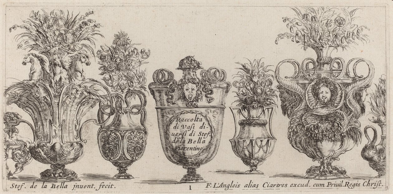Jarrones fantásticos, probablemente 1646 de Stefano della Bella