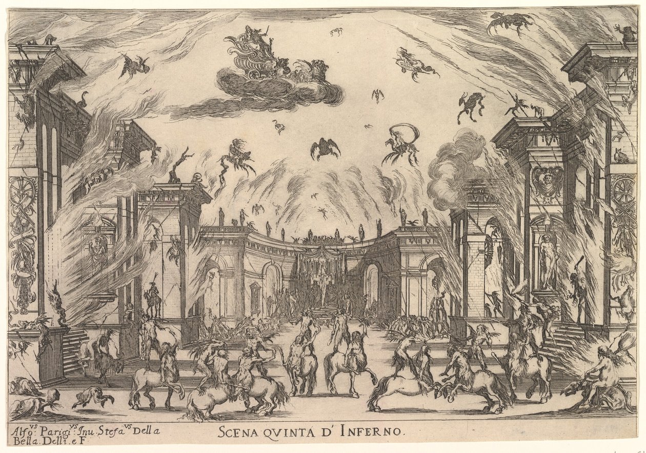 Quinta escena, el Infierno, de «Las bodas de los dioses» (Le nozze degli Dei) de Stefano della Bella