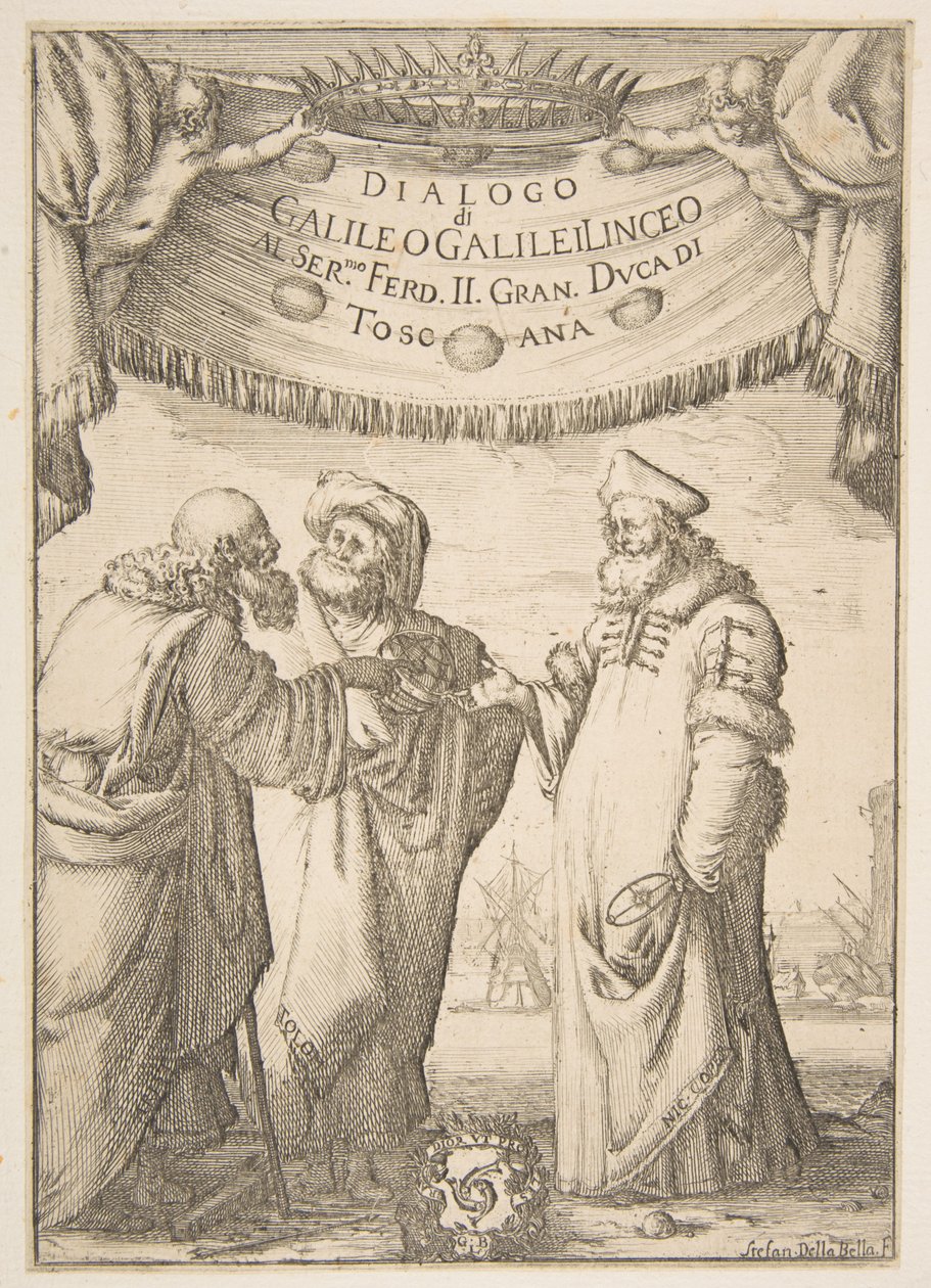 Frontispicio para Dialogo di Galileo Galilei, 1632 de Stefano della Bella
