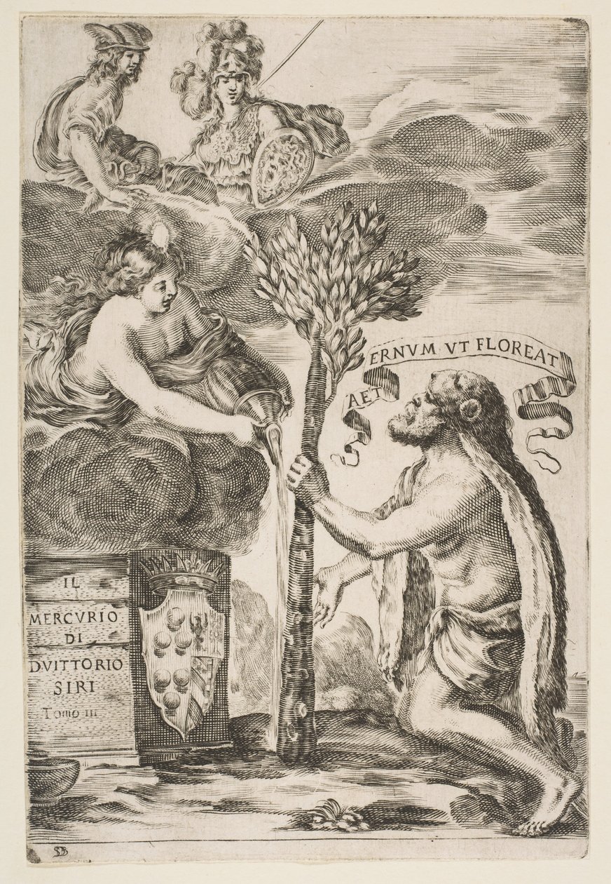 Frontispicio para Il Mercurio, III: Hércules Plantando Su Garrote, 1652 de Stefano della Bella