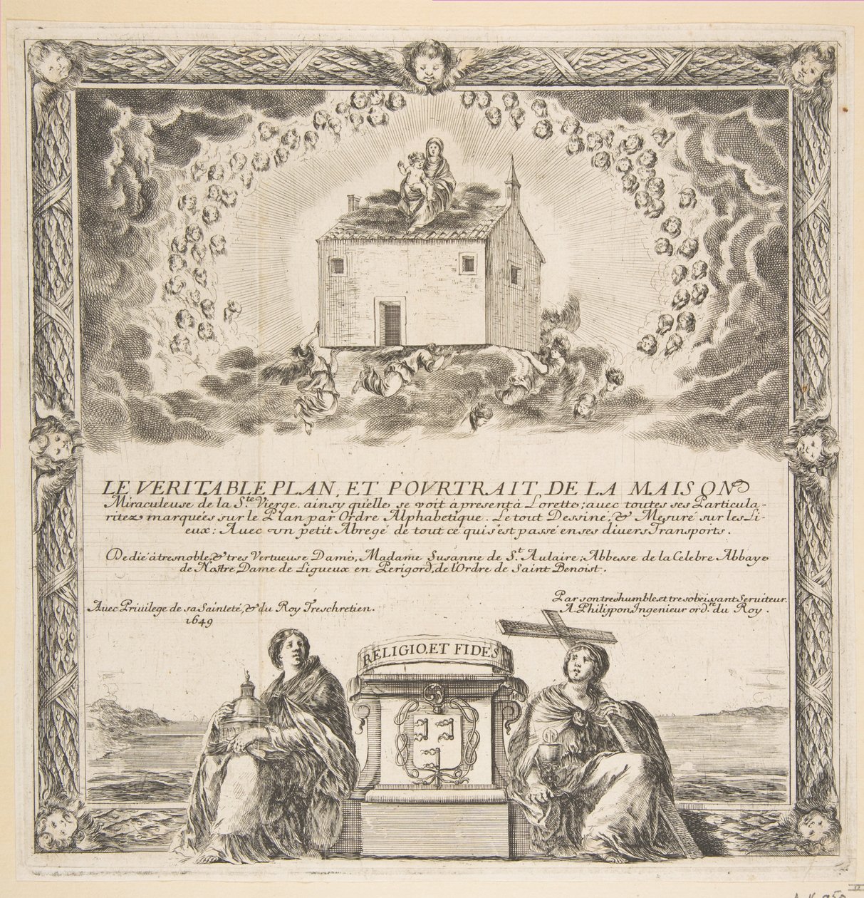 Frontispicio para Le Véritable Plan et Pourtrait de la Maison de la Ste. Vierge, 1649 de Stefano della Bella