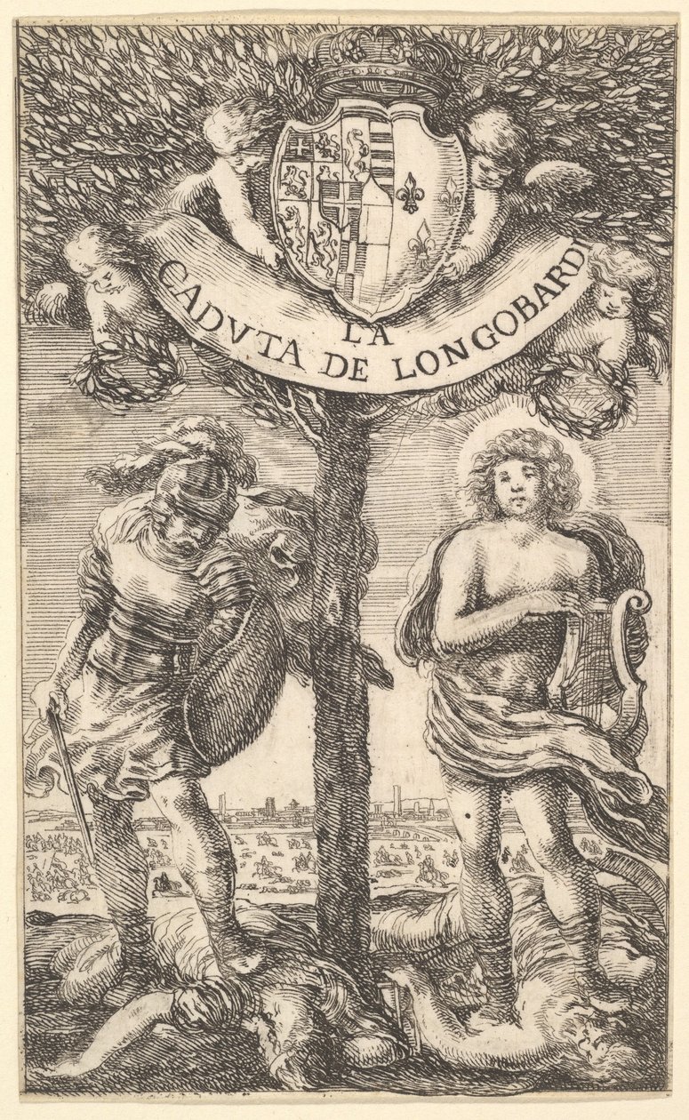 Frontispicio para La caída de Longobardi, poemas de Sigismond B. de Stefano della Bella