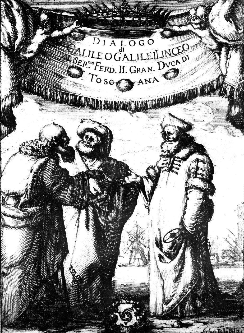 Frontispicio del Dialogo dei Massimi Sistemi de Galileo, 1632 de Stefano della Bella