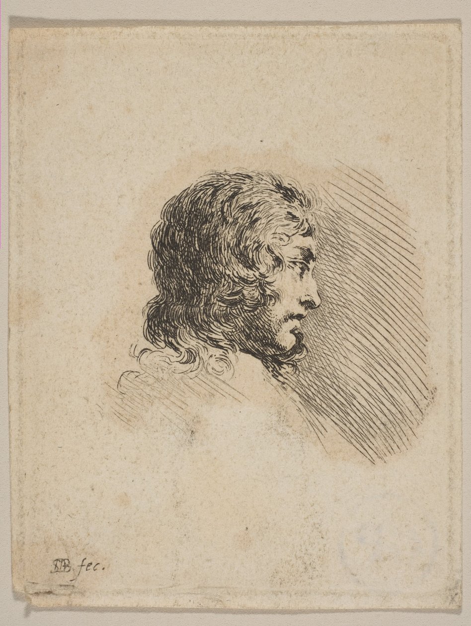 Cabeza de un joven de perfil, de Varios retratos Recueil de Diverses Pièces S..., ca. 1647 de Stefano della Bella
