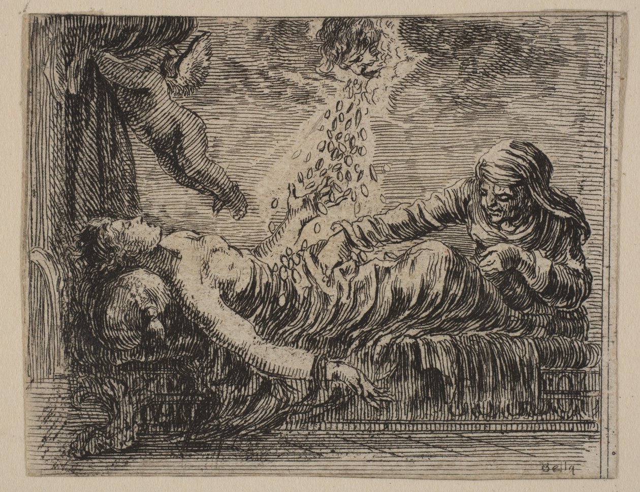 Júpiter y Danäe, del Juego de la Mitología, 1644 de Stefano della Bella