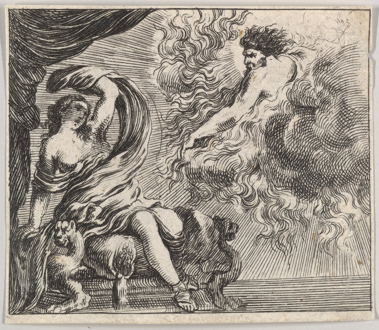 Júpiter y Semele, del Juego de la Mitología de Stefano della Bella