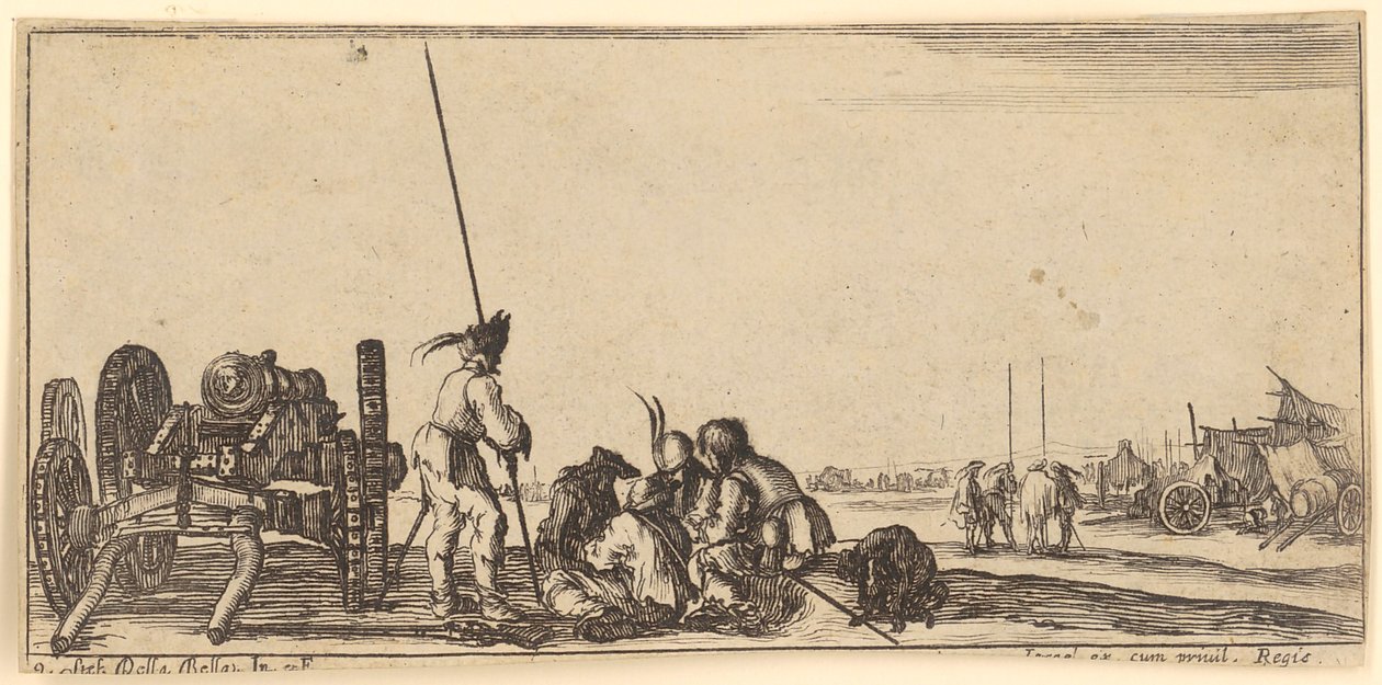 Cañón y soldados de Stefano della Bella