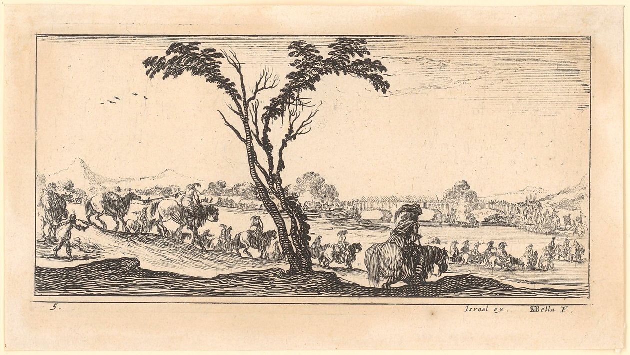 La caballería cruza un río de Stefano della Bella