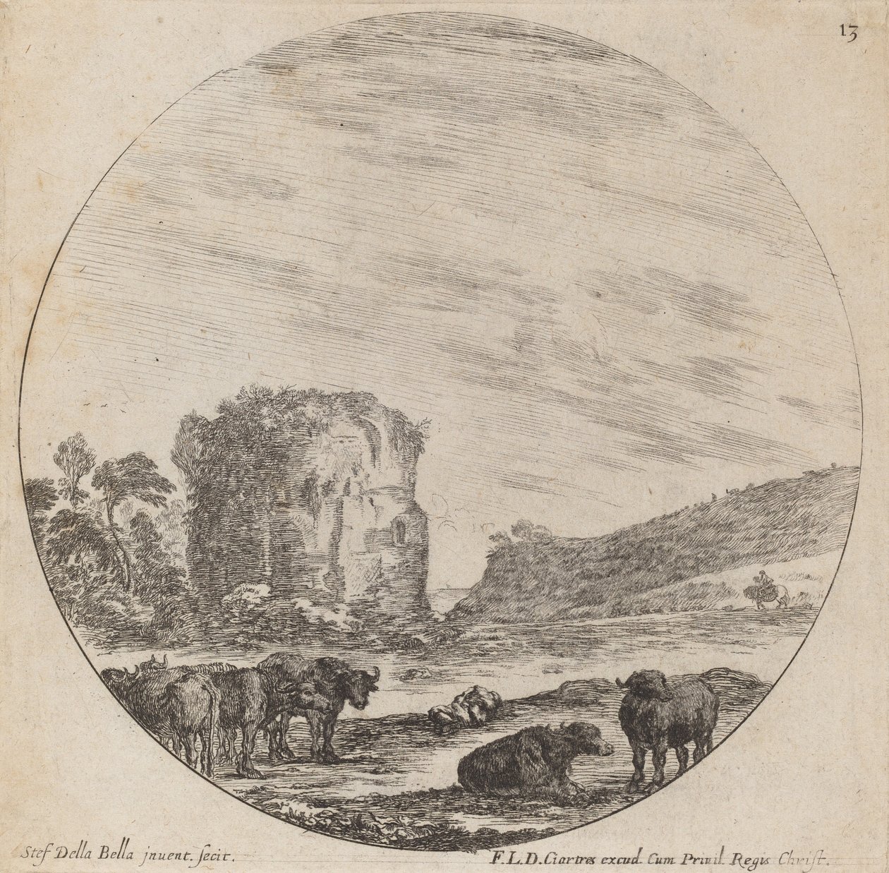 Paisaje con ruinas antiguas, 1646 de Stefano della Bella