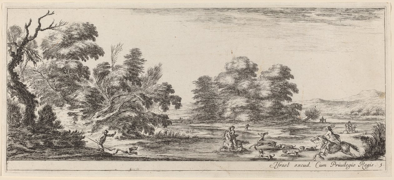 Paisaje con caza de ciervos, en o antes de 1647 de Stefano della Bella