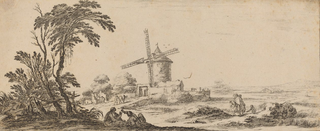 Paisaje con molino de viento de Stefano della Bella