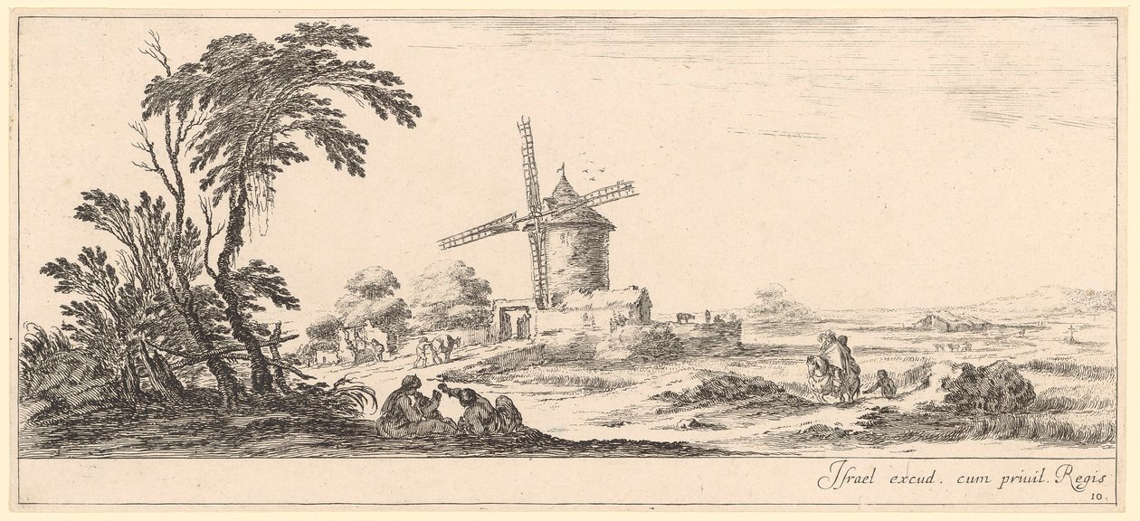 Paisaje con molino de viento de Stefano della Bella