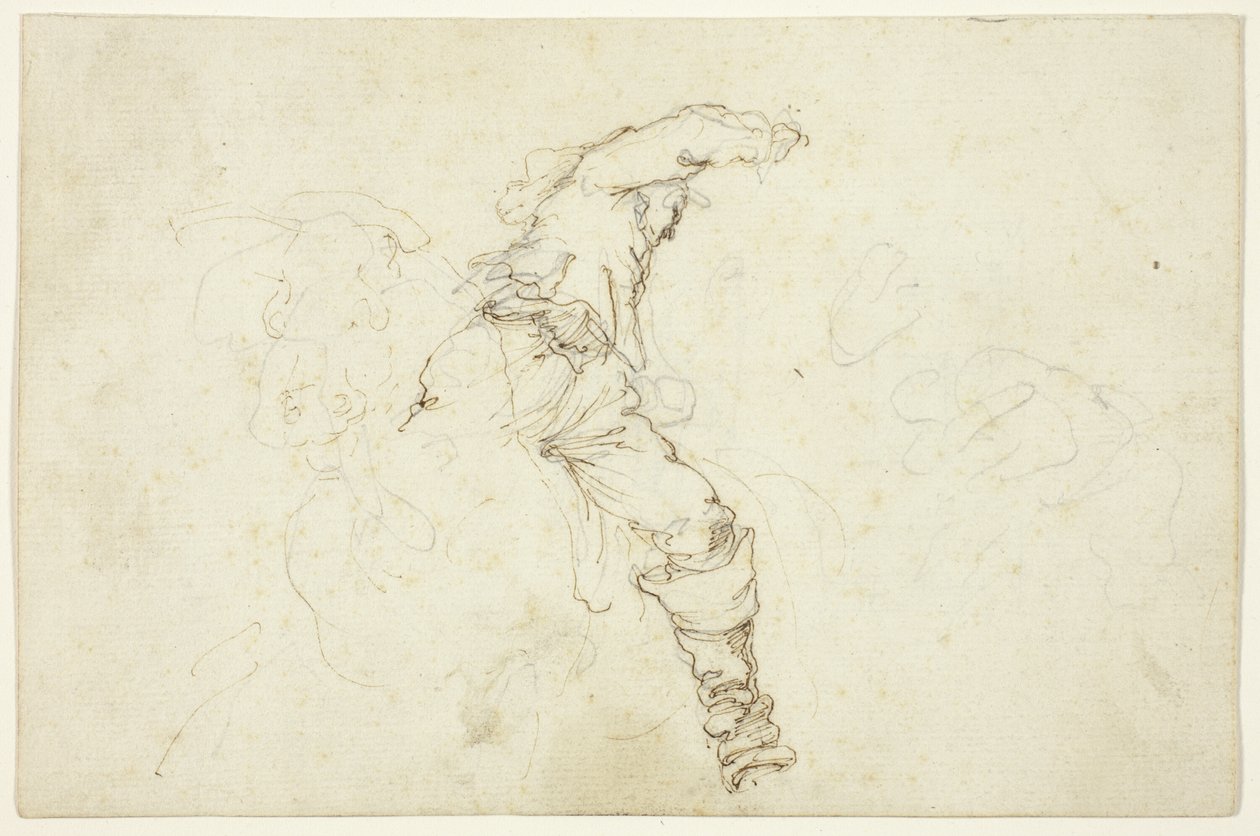 Hombre a caballo, levantando el brazo derecho de Stefano della Bella
