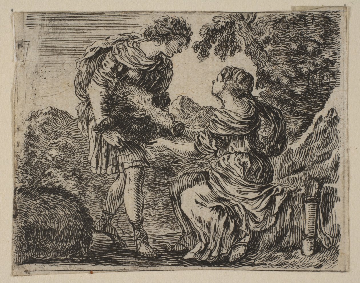 Meleagro y Atalanta, del Juego de la Mitología Jeu de la Mythologie, 1644 de Stefano della Bella