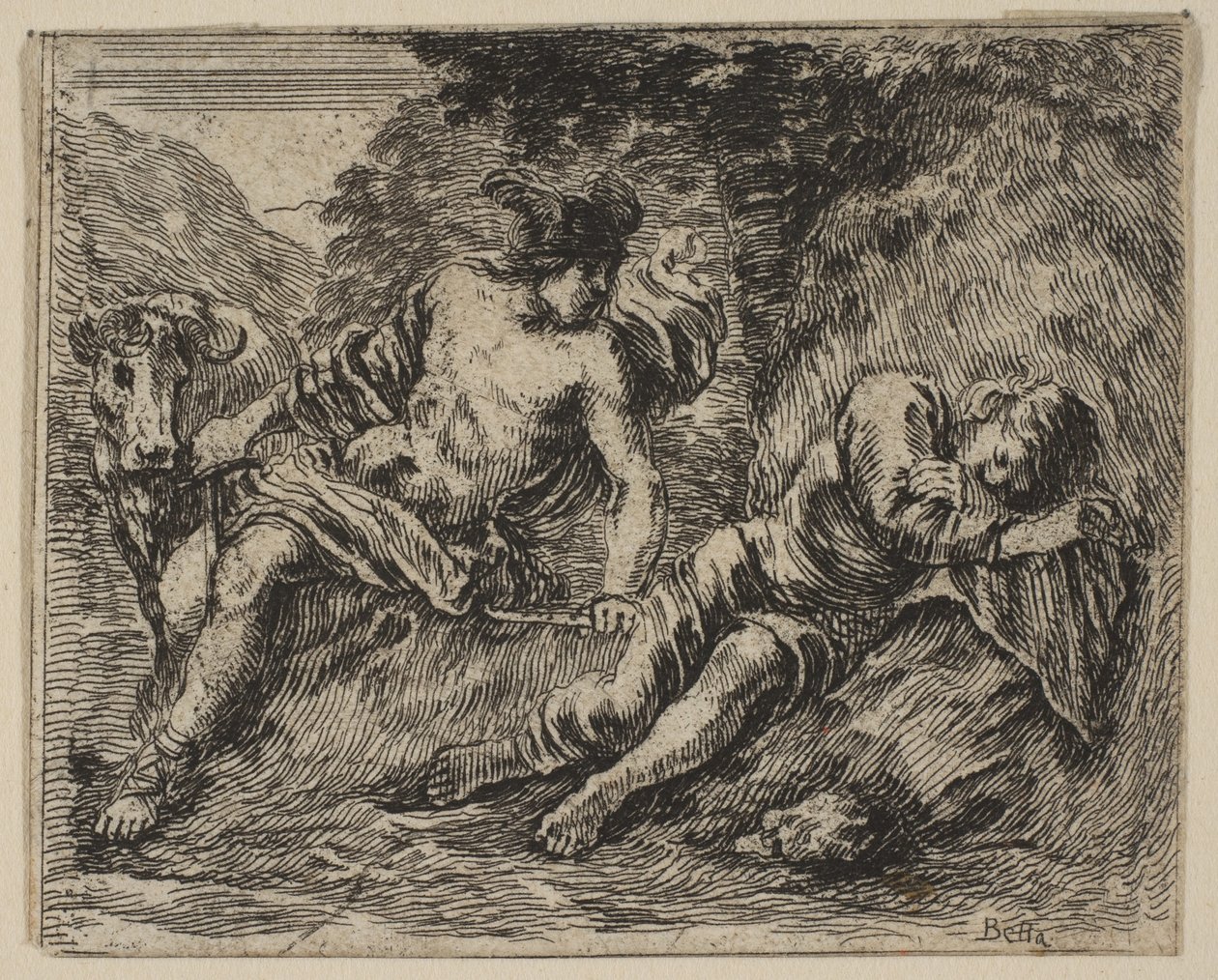 Mercurio y Argos, del Juego de la Mitología, 1644 de Stefano della Bella