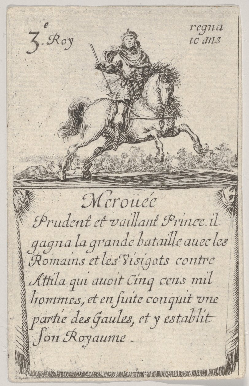 Meroüée Prudente y Valiente, del Juego de los Reyes de Francia, 1644 de Stefano della Bella