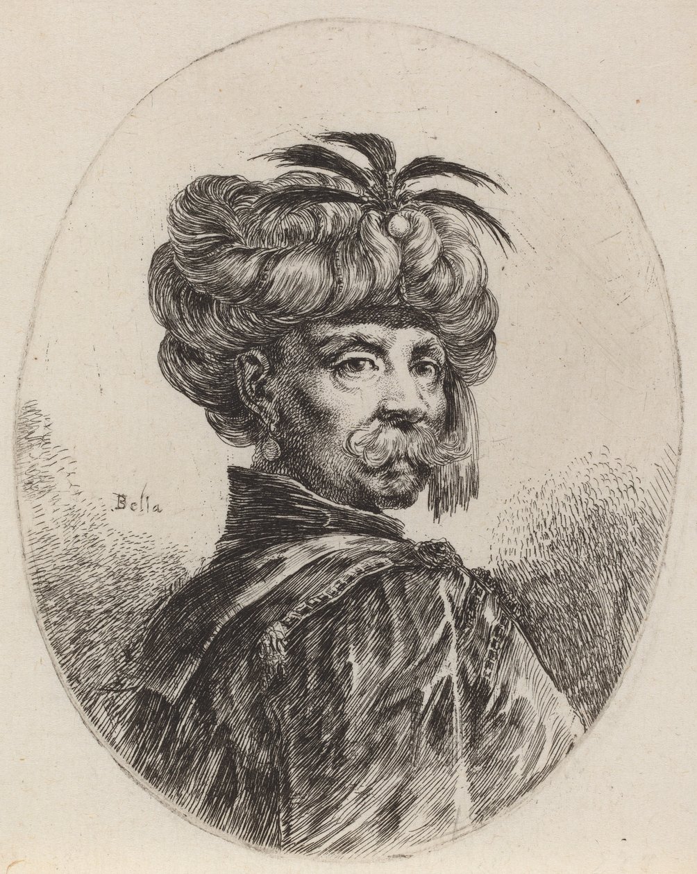 Moro con turbante adornado con cinco plumas, 1649-1650 de Stefano della Bella