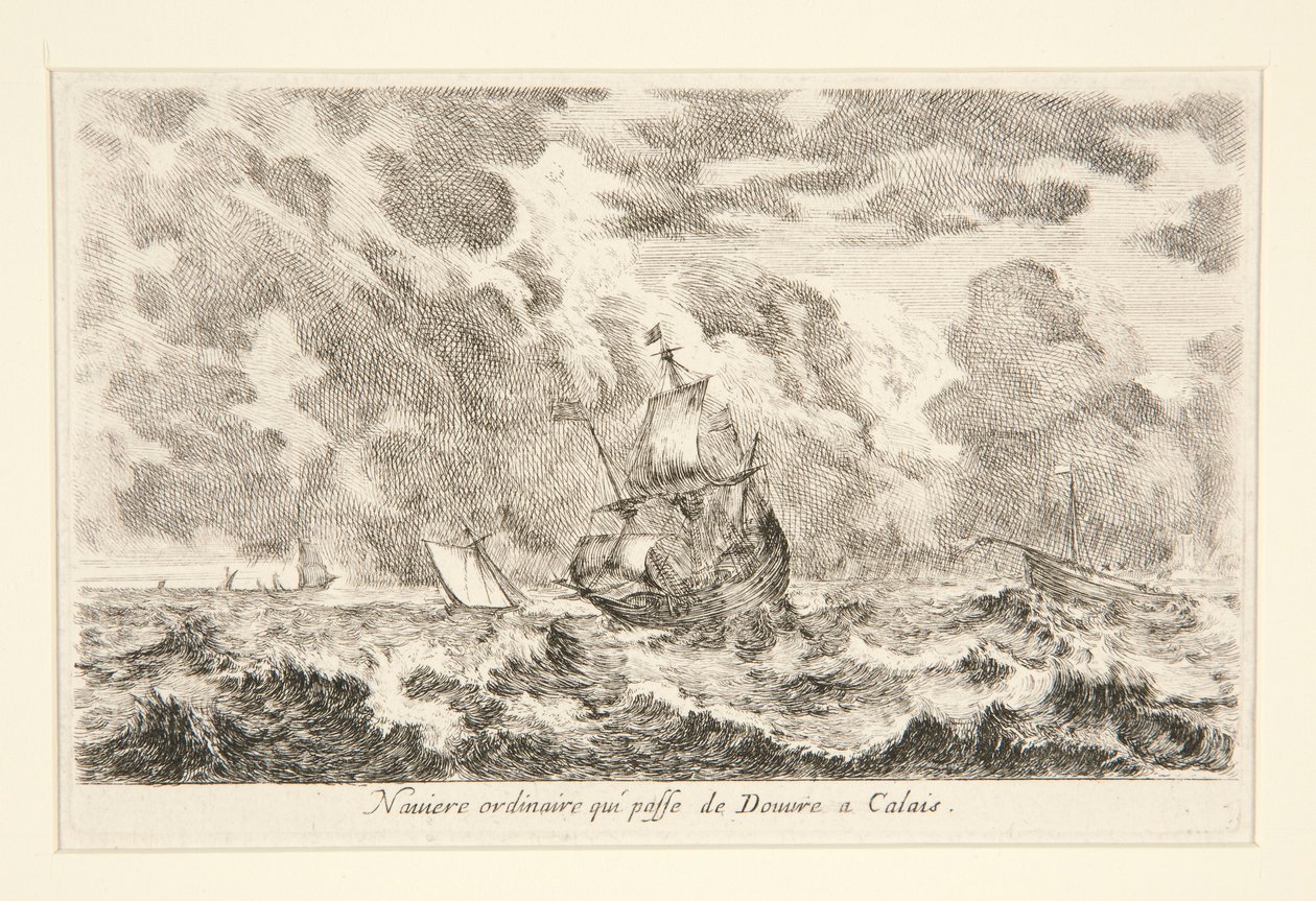Un barco ordinario que viaja entre Douvre y Calais, de la serie Vues de ports de mar (Vistas de los puertos marítimos) de Stefano della Bella