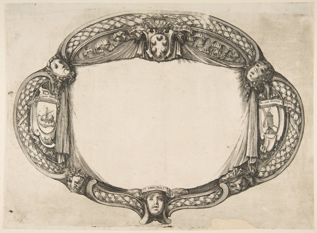Diseño de ornamento para una tesis sobre el dispositivo: Quest un soccorso de Stefano della Bella