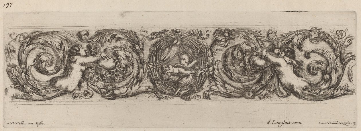 Friso ornamental con Cupido y Psique, probablemente 1648 de Stefano della Bella