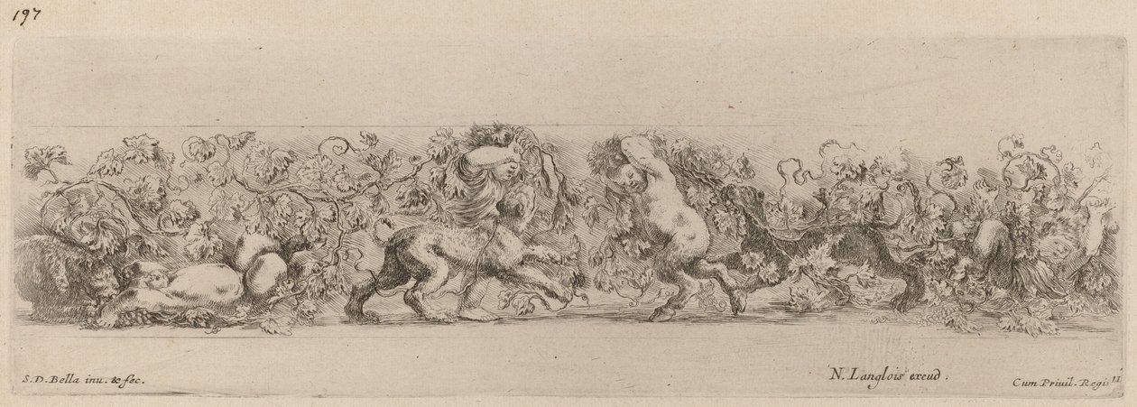 Friso ornamental con vid, probablemente 1648 de Stefano della Bella