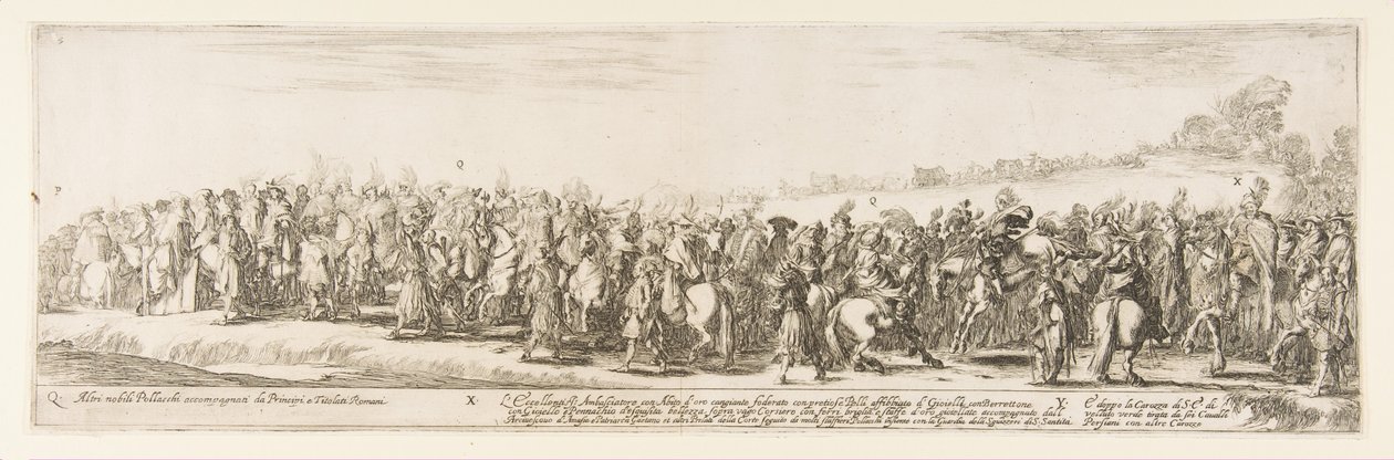 Parte de la entrada de la Legación Polaca Q.X.Y., 1633 de Stefano della Bella