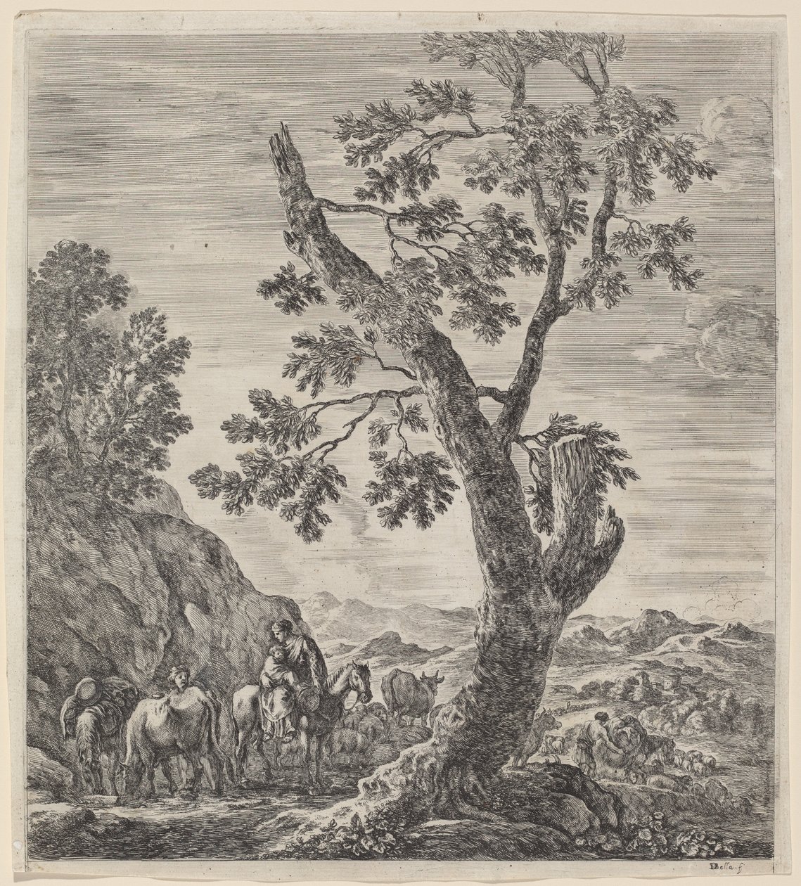 Campesina a Caballo con un Niño en sus Brazos, 1656 de Stefano della Bella