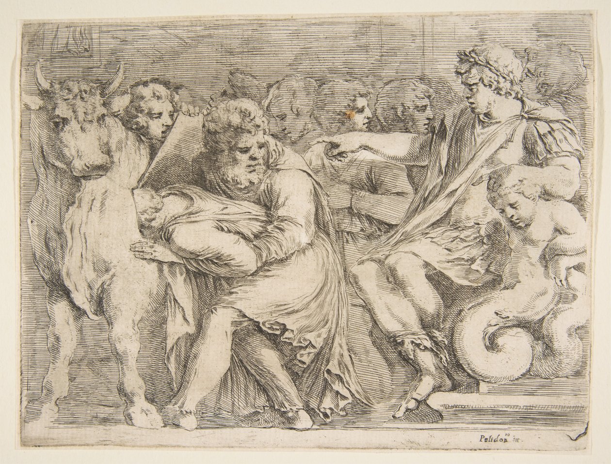 Falaris arrojando a Perillus al toro de bronce de Stefano della Bella