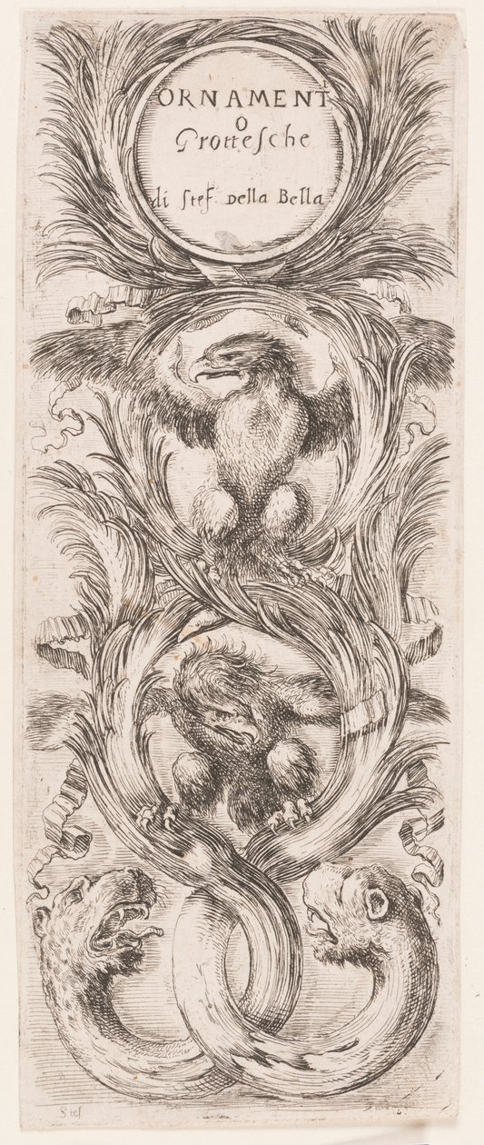 Plato, de la serie Ornamenti o grottesche (Ornamentos o Grotescos) de Stefano della Bella
