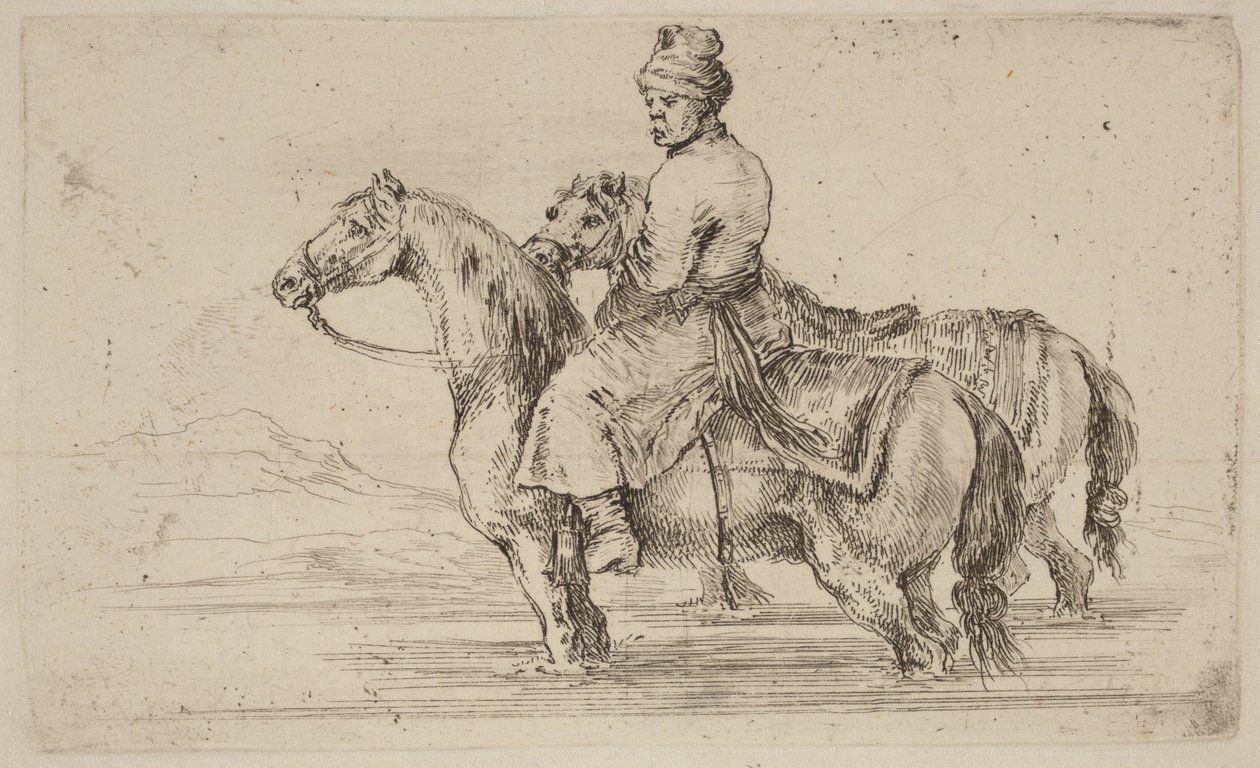 Acompañante polaco con dos caballos de Stefano della Bella