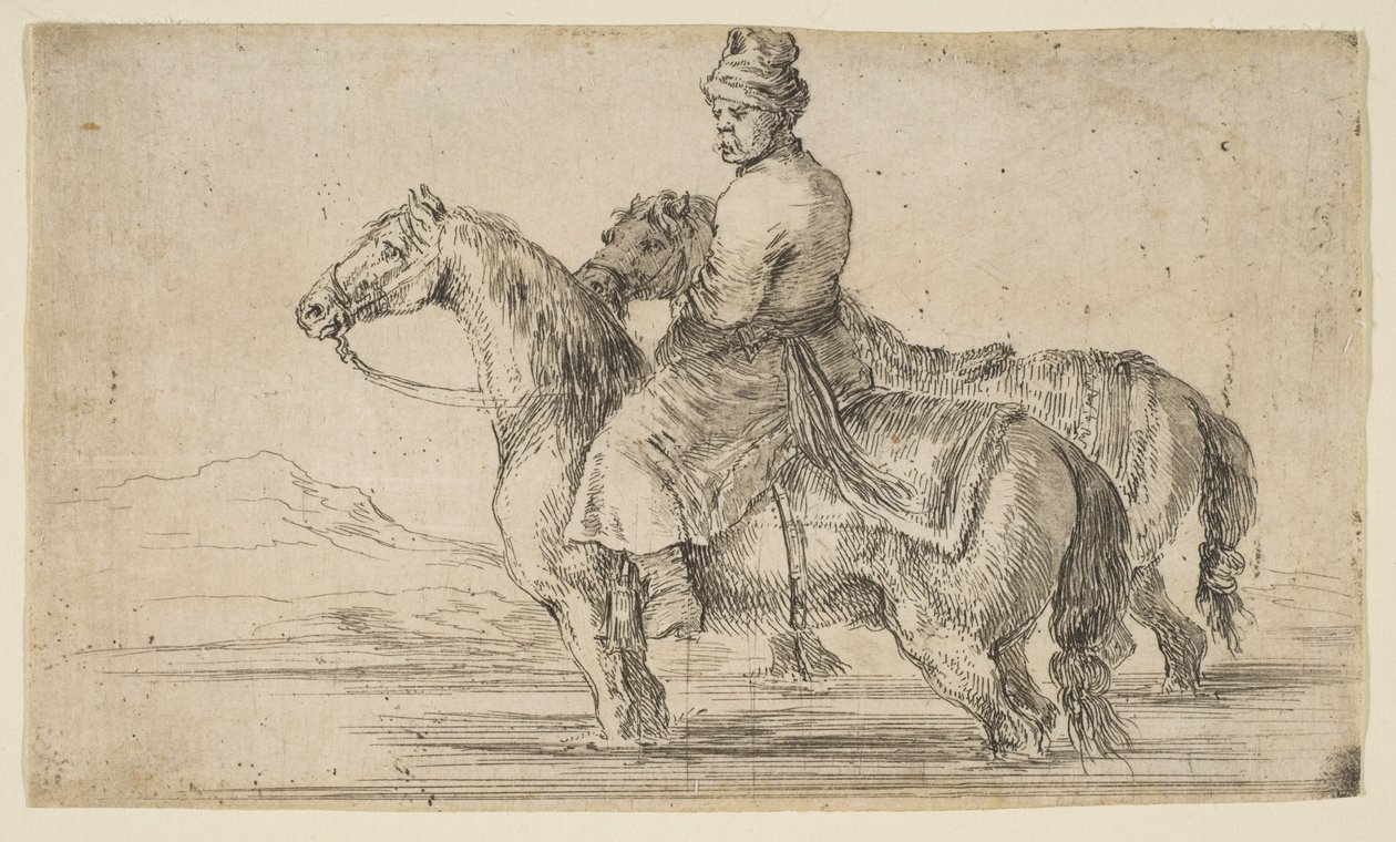 Mozo polaco bañando caballos de Stefano della Bella