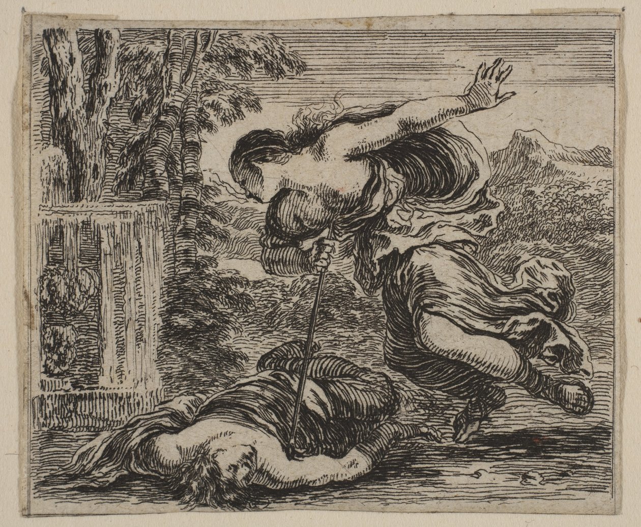 Píramo y Tisbe, del Juego de la Mitología Jeu de la Mythologie, 1644 de Stefano della Bella