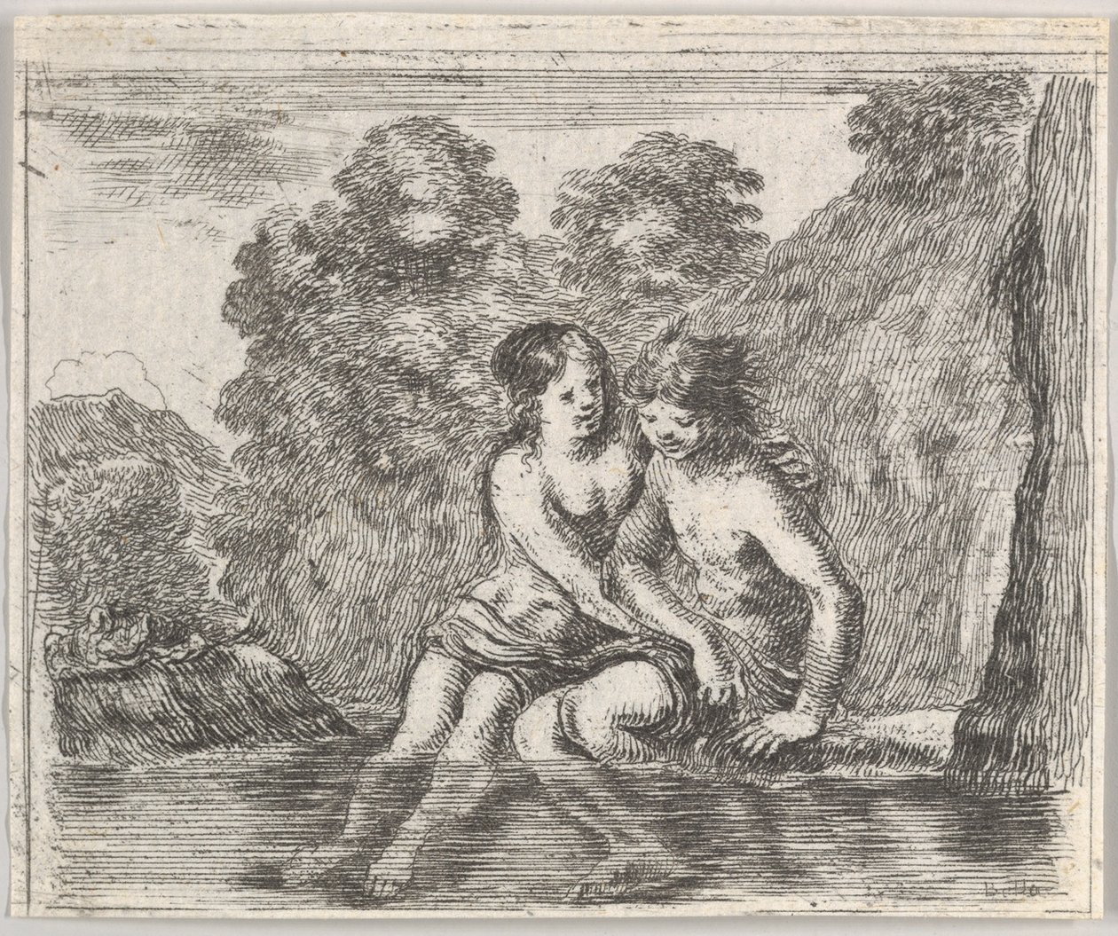 Salmacis y Hermafrodito, de Juego de la mitología, 1644 de Stefano della Bella