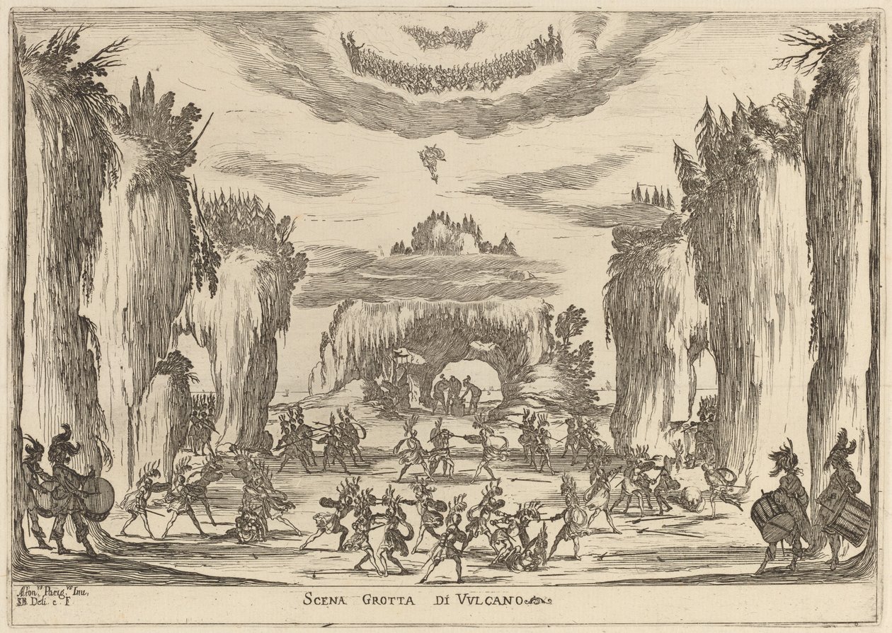 Escena de la gruta de Vulcano de Stefano della Bella